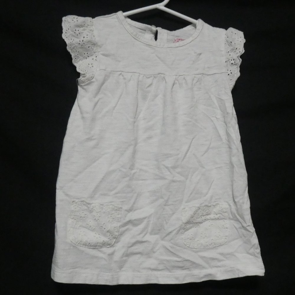 CARTER'S | 4T | White Summer Dress With Lace Top and Lace Faux Pockets | GUC
